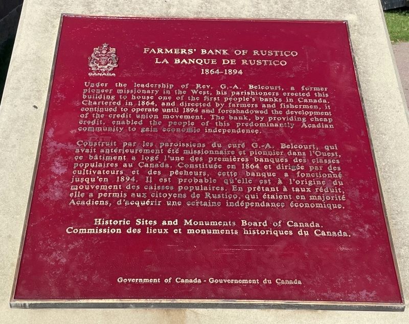 Farmers' Bank of Rustico La Banque De Rustico Marker. Click for full size. Farmers' Bank of Rustico La Banque De Rustico Marker image. Click for full size.