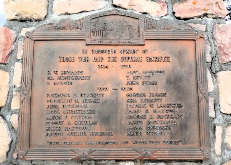 In Honoured Memory of Those Who Paid the Supreme Sacrifice. Click for full size. In Honoured Memory of Those Who Paid the Supreme Sacrifice image. Click for full size.