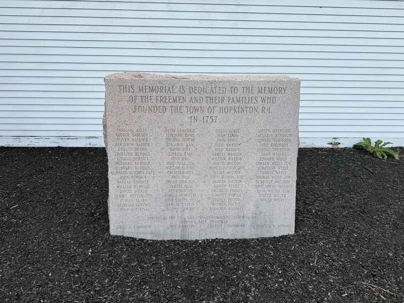 Town of Hopkinton Founders Monument. Click for full size. Town of Hopkinton Founders Monument image. Click for full size.