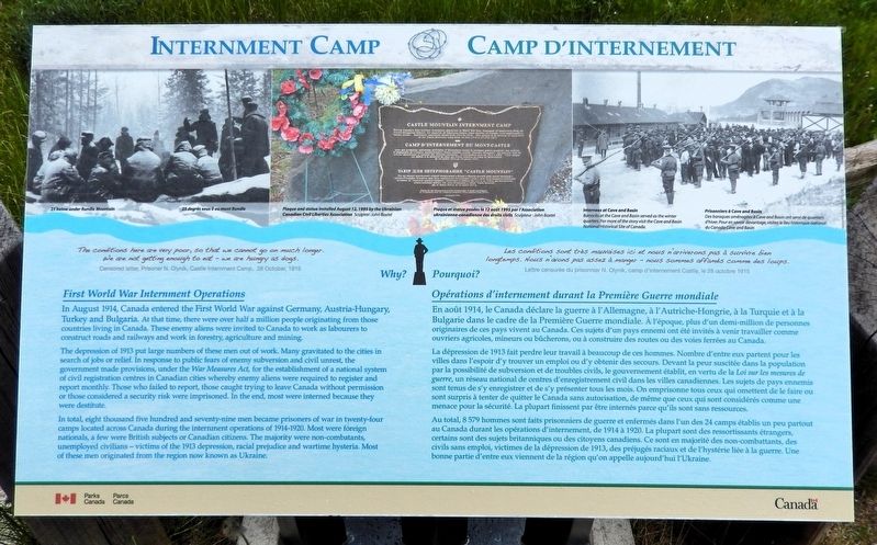 Internment Camp / Camp d'internement Marker. Click for full size. Internment Camp / Camp d'internement Marker image. Click for full size.