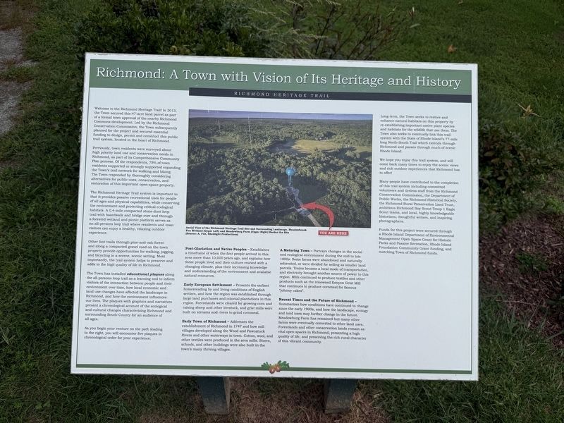 Richmond: A Town with Vision of Its Heritage and History Marker. Click for full size. Richmond: A Town with Vision of Its Heritage and History Marker image. Click for full size.