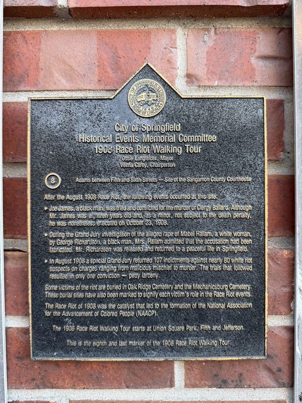 1908 Race Riot Walking Tour Marker #8. Click for full size. 1908 Race Riot Walking Tour Marker #8 image. Click for full size.