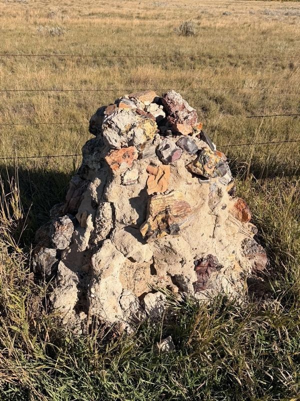 Custer Camped Here Marker, after vandalism and removal of plaque. Click for full size. Custer Camped Here Marker, after vandalism and removal of plaque image. Click for full size.
