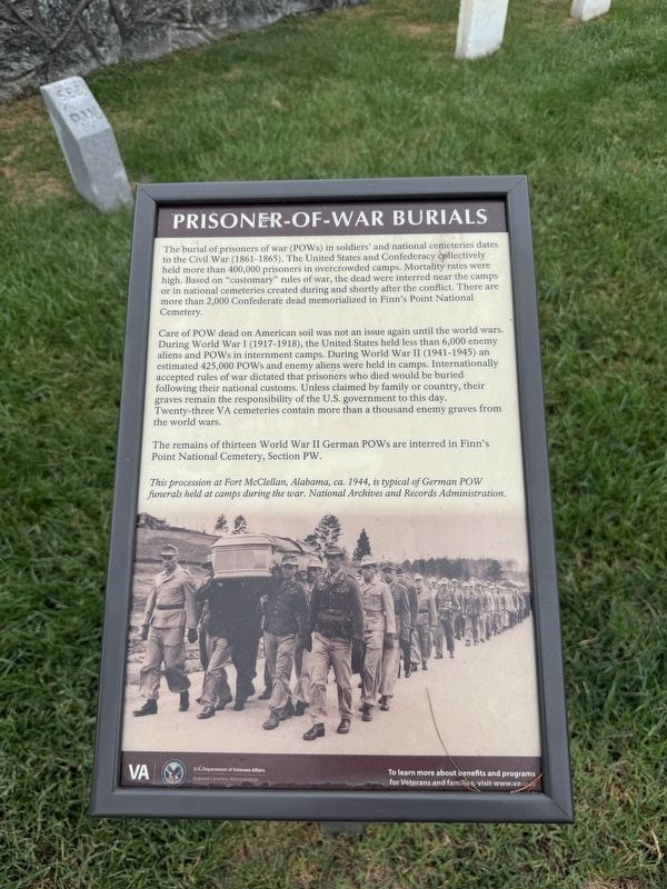 Prisoner-of-War Burials Marker. Click for full size. Prisoner-of-War Burials Marker image. Click for full size.