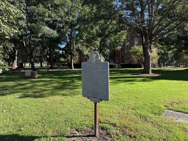 Lincoln-Douglas Debate Marker & Old Main. Click for full size. Lincoln-Douglas Debate Marker & Old Main image. Click for full size.