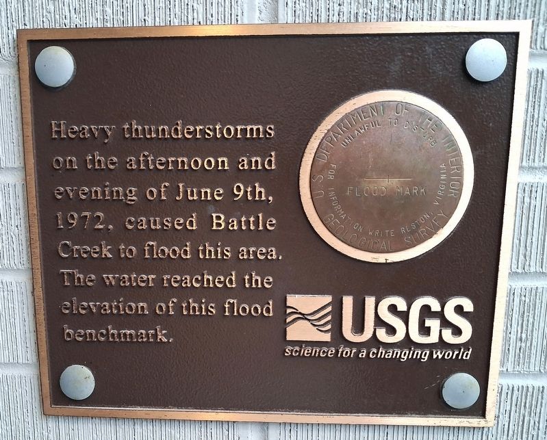 1972 Battle Creek Flood Marker image. Click for full size.