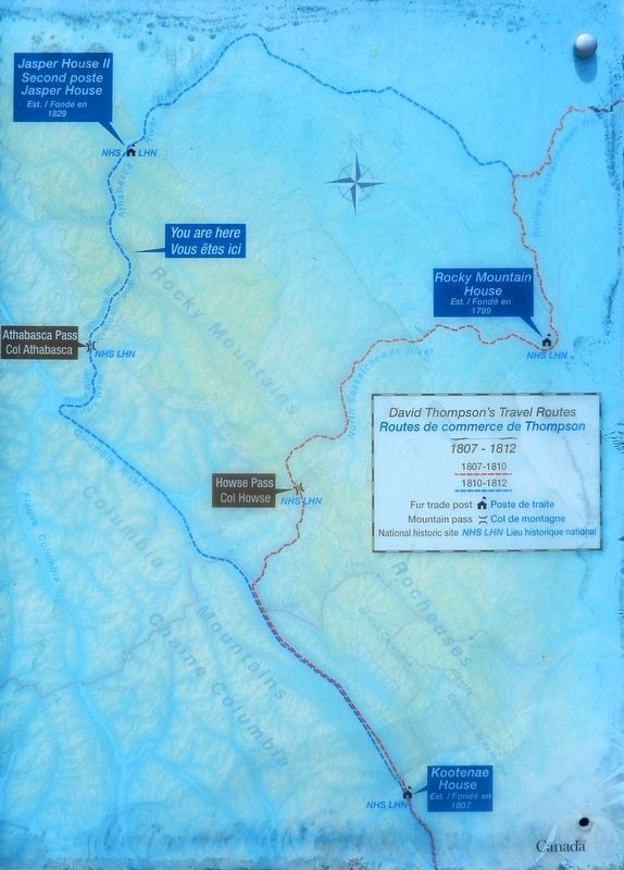 Marker detail: David Thompson’s Travel Routes<br>Routes de commerce de Thompson. Click for full size. Marker detail: David Thompson’s Travel Routes<br>Routes de commerce de Thompson image. Click for full size.