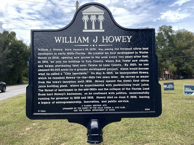 William J Howey side of marker. Click for full size. William J Howey side of marker image. Click for full size.