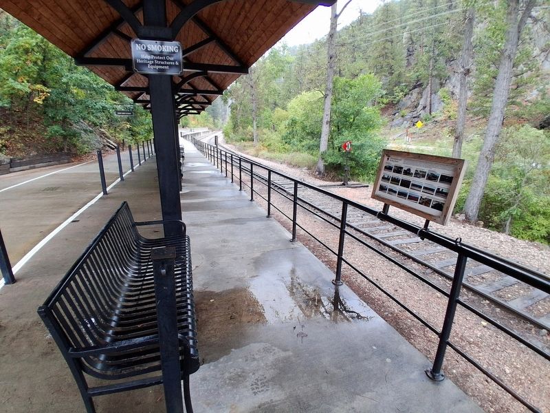 Black Hills Central Railroad Marker and Loading Platform. Click for full size. Black Hills Central Railroad Marker and Loading Platform image. Click for full size.