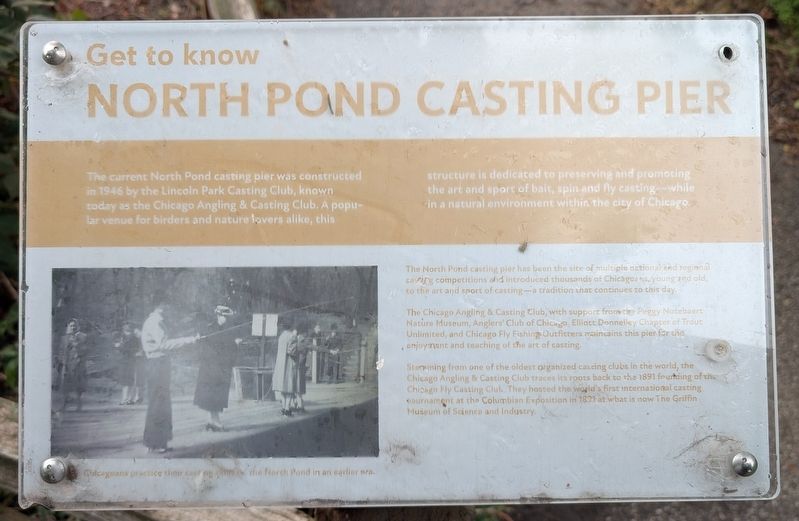 North Pond Casting Pier Marker. Click for full size. North Pond Casting Pier Marker image. Click for full size.