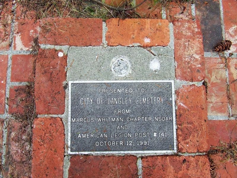 Langley-Woodmen Cemetery Project Marker. Click for full size. Langley-Woodmen Cemetery Project Marker image. Click for full size.