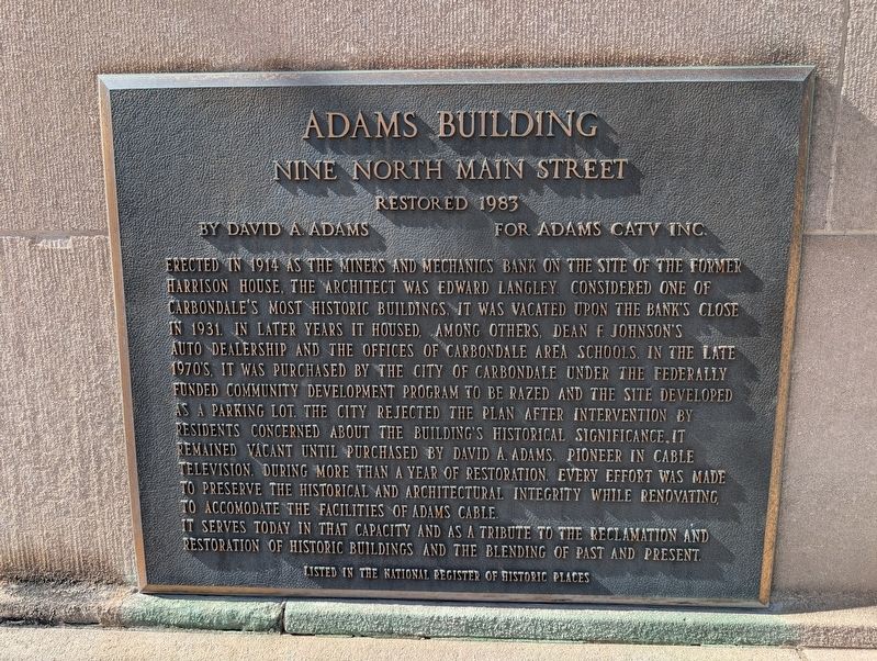 Adams Building Marker. Click for full size. Adams Building Marker image. Click for full size.