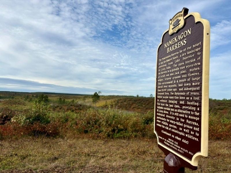 Namekagon Barrens Marker. Click for full size. Namekagon Barrens Marker image. Click for full size.