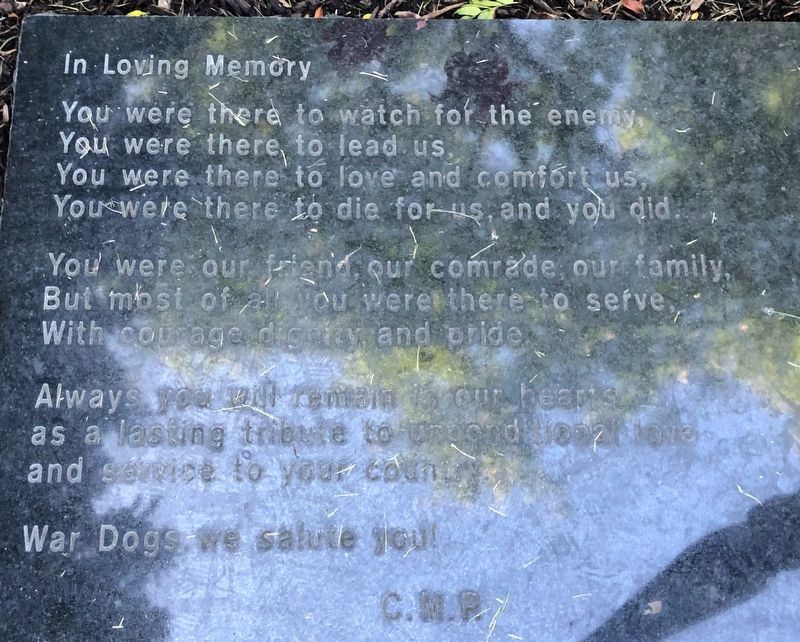 War Dogs Memorial text image. Click for full size.