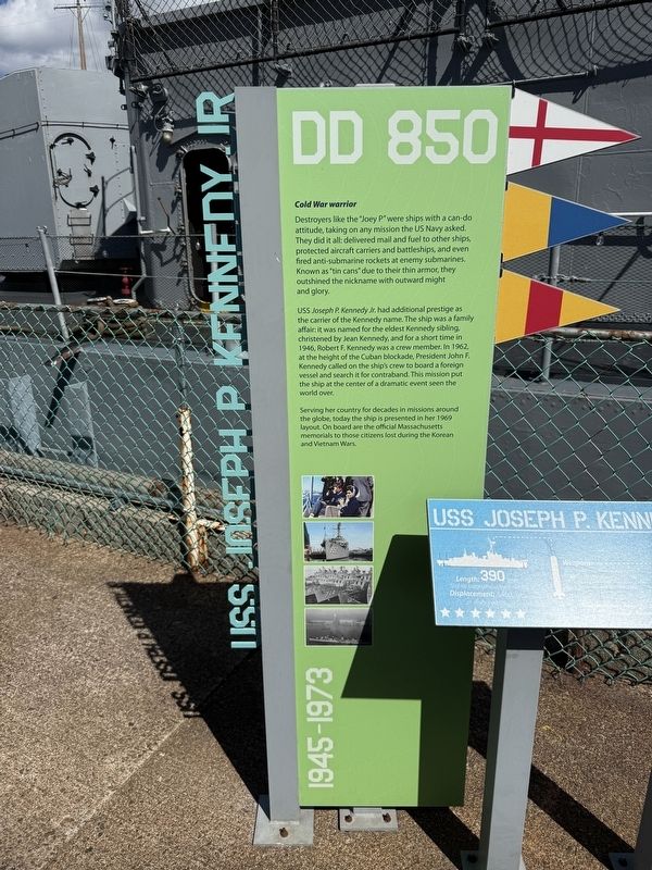 USS Joseph P. Kennedy Jr. Marker [Rear plaque] image. Click for full size.