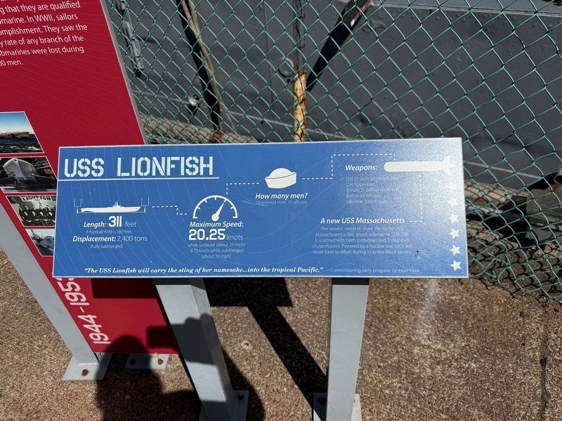 USS Lionfish Marker [Front plaque] image. Click for full size.
