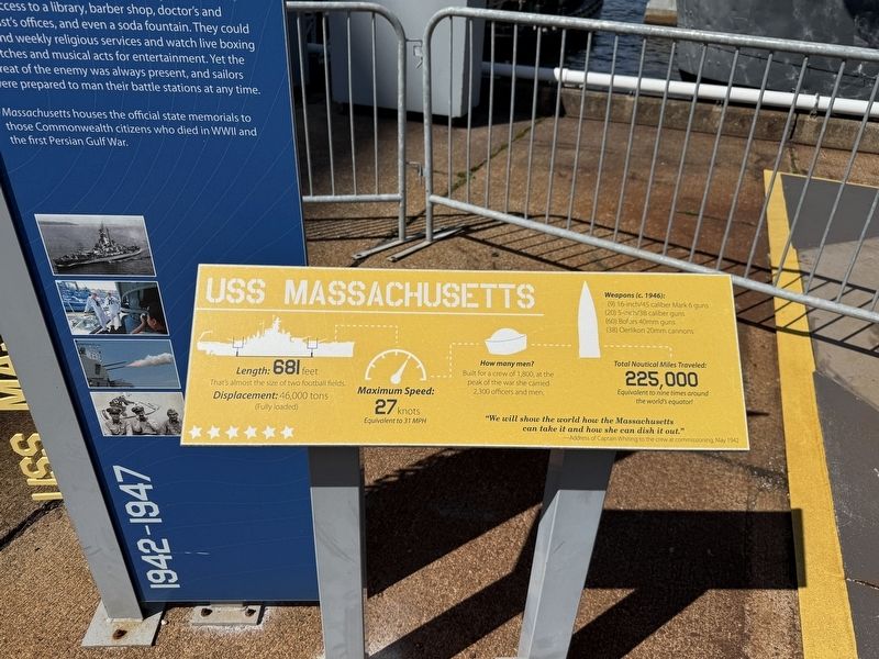 USS Massachusetts Marker [front plaque] image. Click for full size.