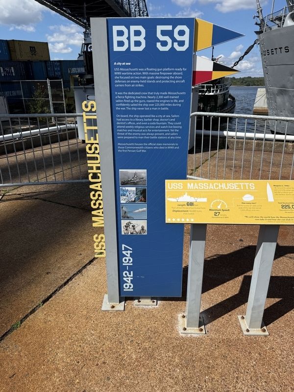 USS Massachusetts Marker [rear plaque] image. Click for full size.
