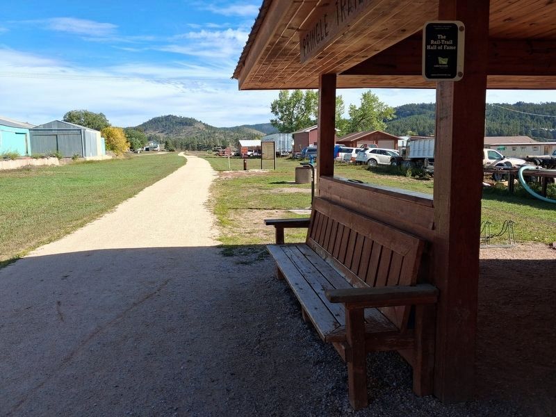 Looking north along the Mickelson Trail from the Pringle Pavilion. Click for full size. Looking north along the Mickelson Trail from the Pringle Pavilion image. Click for full size.