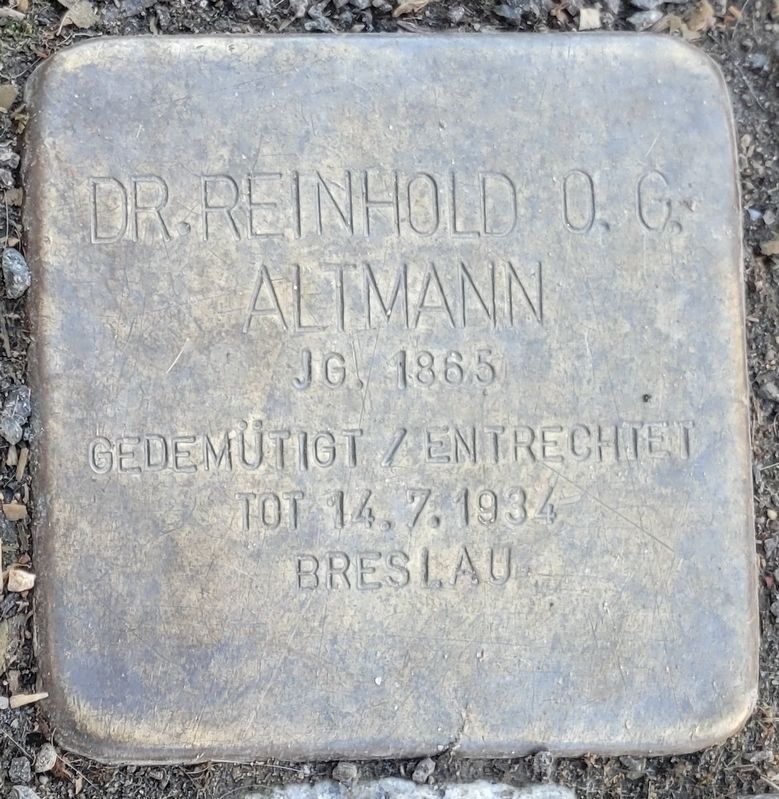 Dr. Reinhold O. G. Altmann Marker. Click for full size. Dr. Reinhold O. G. Altmann Marker image. Click for full size.