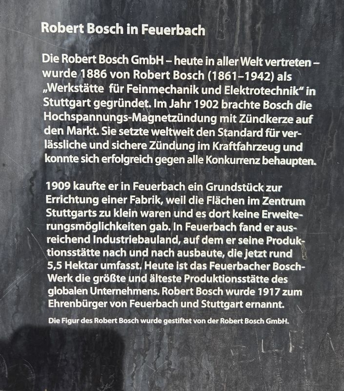 Robert Bosch in Feuerbach Marker. Click for full size. Robert Bosch in Feuerbach Marker image. Click for full size.