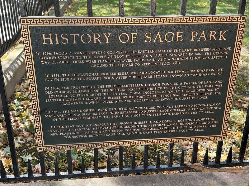 History of Sage Park Marker. Click for full size. History of Sage Park Marker image. Click for full size.