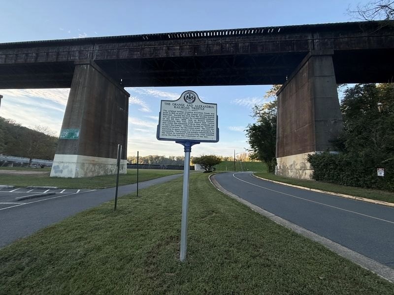 The Orange And Alexandria Railroad Trestle Marker. Click for full size. The Orange And Alexandria Railroad Trestle Marker image. Click for full size.