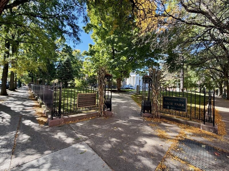 Entrance to Sage Park with Both Markers Visible. Click for full size. Entrance to Sage Park with Both Markers Visible image. Click for full size.