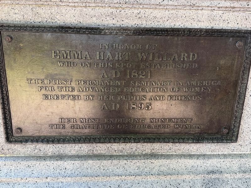 Emma Hart Willard Marker. Click for full size. Emma Hart Willard Marker image. Click for full size.