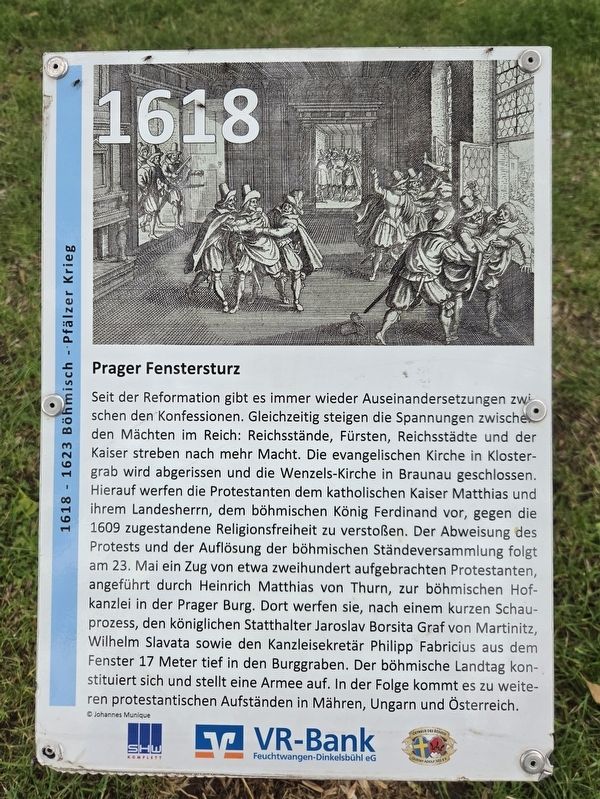 Prager Fenstersturz / The Defenestration of Prague Marker. Click for full size. Prager Fenstersturz / The Defenestration of Prague Marker image. Click for full size.
