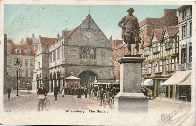 Shrewsbury - the Square, with Clive statue. Click for full size. Shrewsbury - the Square, with Clive statue image. Click for full size.