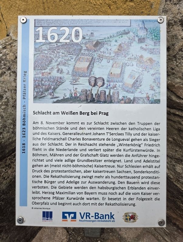 Schlacht am Weißen Berg bei Prag / Battle of White Mountain near Prague Marker. Click for full size. Schlacht am Weißen Berg bei Prag / Battle of White Mountain near Prague Marker image. Click for full size.