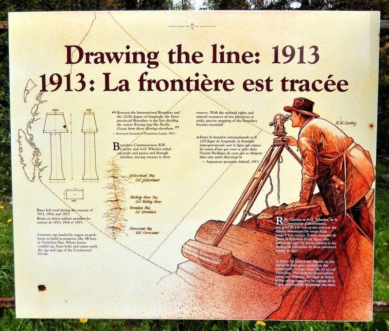 Drawing the line: 1913 / 1913: La frontière est tracée Marker. Click for full size. Drawing the line: 1913 / 1913: La frontière est tracée Marker image. Click for full size.