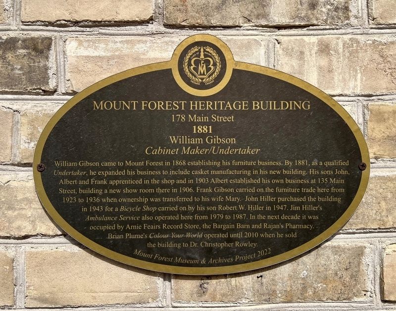 Mount Forest Heritage Building 178 Main Street Marker. Click for full size. Mount Forest Heritage Building 178 Main Street Marker image. Click for full size.