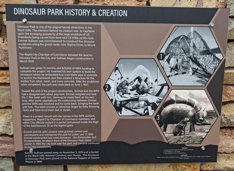 Dinosaur Park History & Creation Marker. Click for full size. Dinosaur Park History & Creation Marker image. Click for full size.