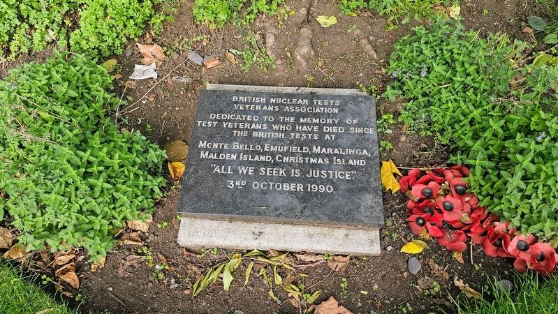 British Nuclear Test Veterans Association (BNTVA) Memorial Marker. Click for full size. British Nuclear Test Veterans Association (BNTVA) Memorial Marker image. Click for full size.