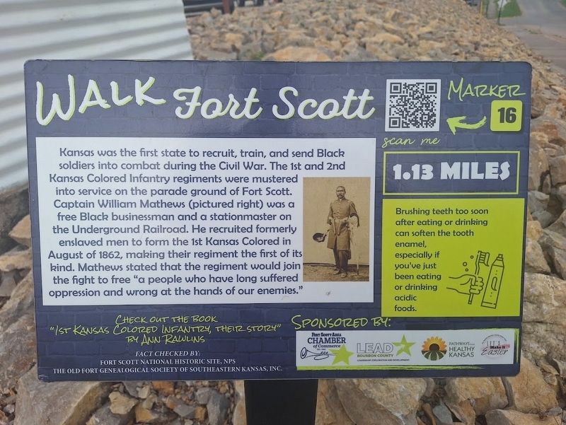 1st Kansas Colored Infantry Marker. Click for full size. 1st Kansas Colored Infantry Marker image. Click for full size.