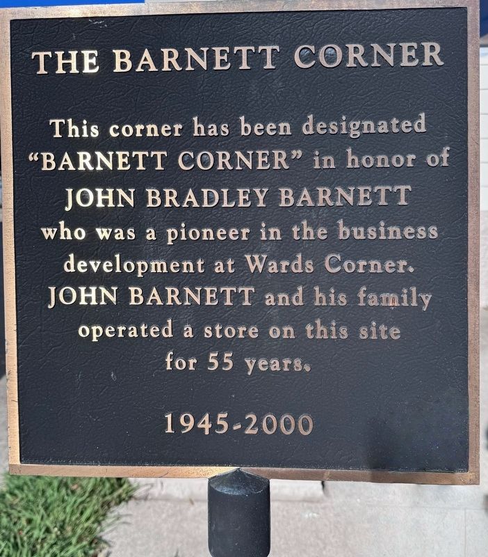The Barnett Corner Marker. Click for full size. The Barnett Corner Marker image. Click for full size.
