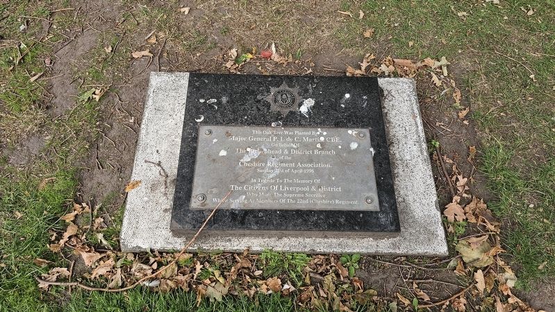 Liverpool 22nd (Cheshire) Regiment Memorial Marker. Click for full size. Liverpool 22nd (Cheshire) Regiment Memorial Marker image. Click for full size.