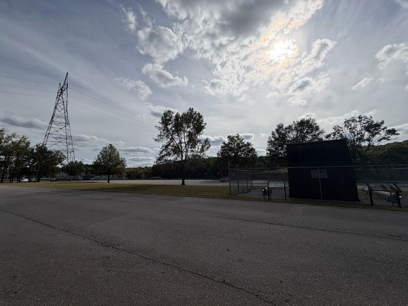 The Cheatham Lock and Dam Marker (to the right side of the photo). Click for full size. The Cheatham Lock and Dam Marker (to the right side of the photo) image. Click for full size.