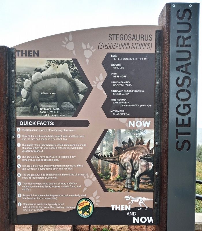 Stegosaurus Marker. Click for full size. Stegosaurus Marker image. Click for full size.