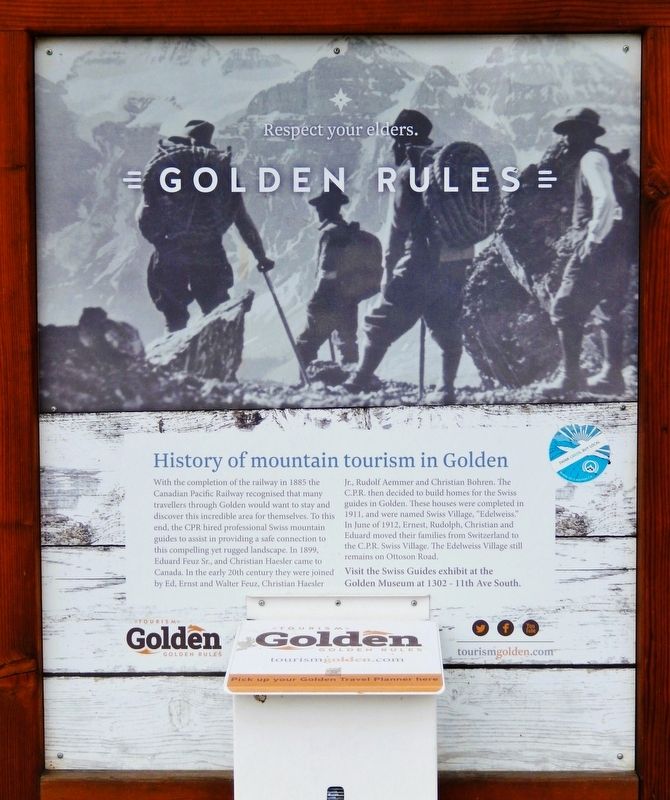 History of Mountain Tourism in Golden Marker. Click for full size. History of Mountain Tourism in Golden Marker image. Click for full size.