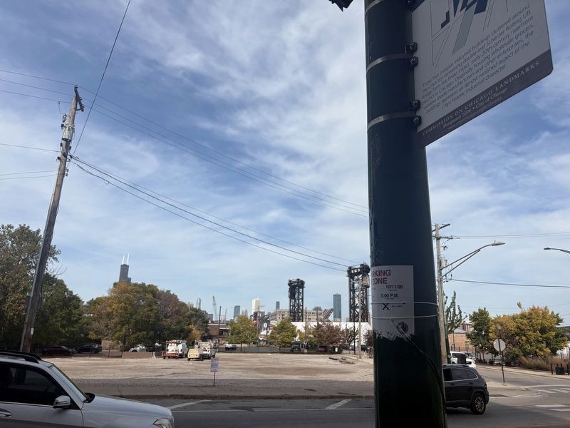 Cermak Road Bridge Marker, facing north towards downtown Chicago. Click for full size. Cermak Road Bridge Marker, facing north towards downtown Chicago image. Click for full size.