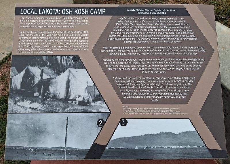 Local Lakota: Osh Kosh Camp Marker. Click for full size. Local Lakota: Osh Kosh Camp Marker image. Click for full size.