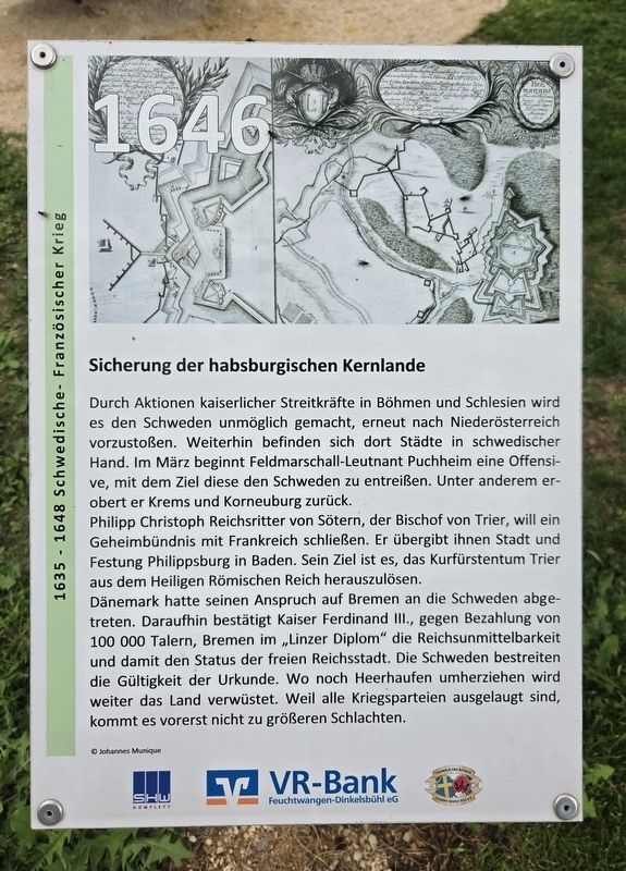 Sicherung der habsburgischen Kernlande / Securing the Habsburg Heartlands Marker. Click for full size. Sicherung der habsburgischen Kernlande / Securing the Habsburg Heartlands Marker image. Click for full size.