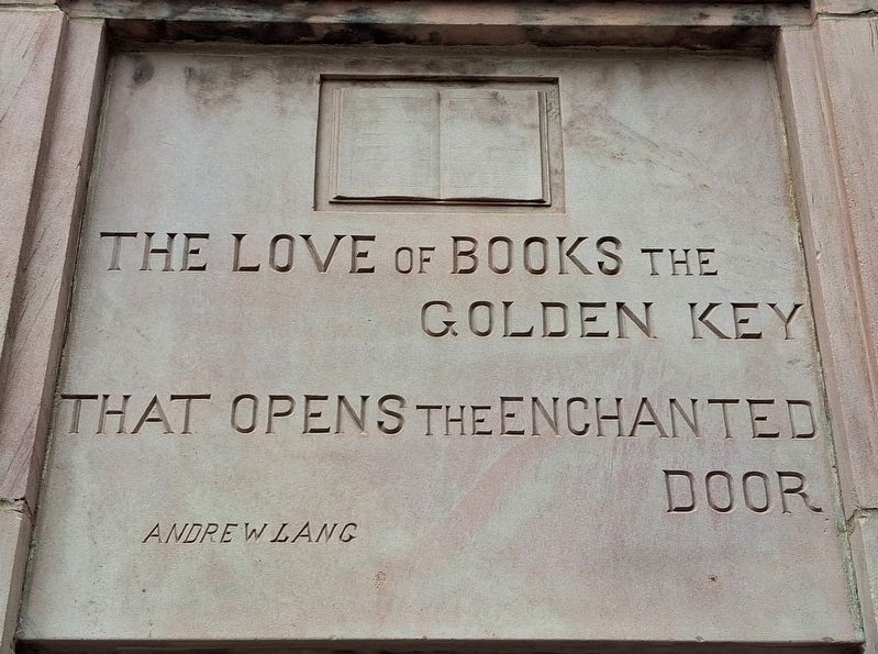 Carnegie Library Addition Quote Over Doorway. Click for full size. Carnegie Library Addition Quote Over Doorway image. Click for full size.