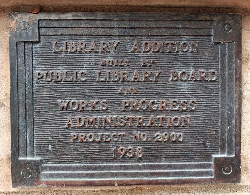Carnegie Library Addition WPA Marker. Click for full size. Carnegie Library Addition WPA Marker image. Click for full size.