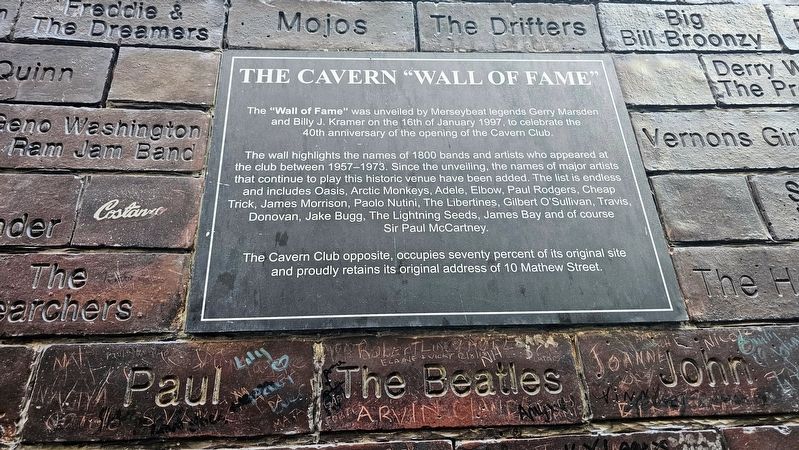 The Cavern "Wall of Fame" Marker. Click for full size. The Cavern "Wall of Fame" Marker image. Click for full size.