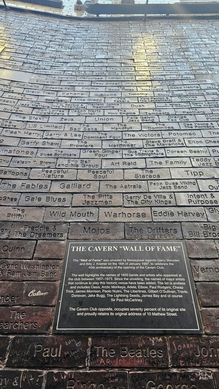 The Cavern "Wall of Fame" Marker. Click for full size. The Cavern "Wall of Fame" Marker image. Click for full size.