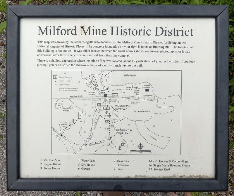Milford Mine Historic District Marker. Click for full size. Milford Mine Historic District Marker image. Click for full size.